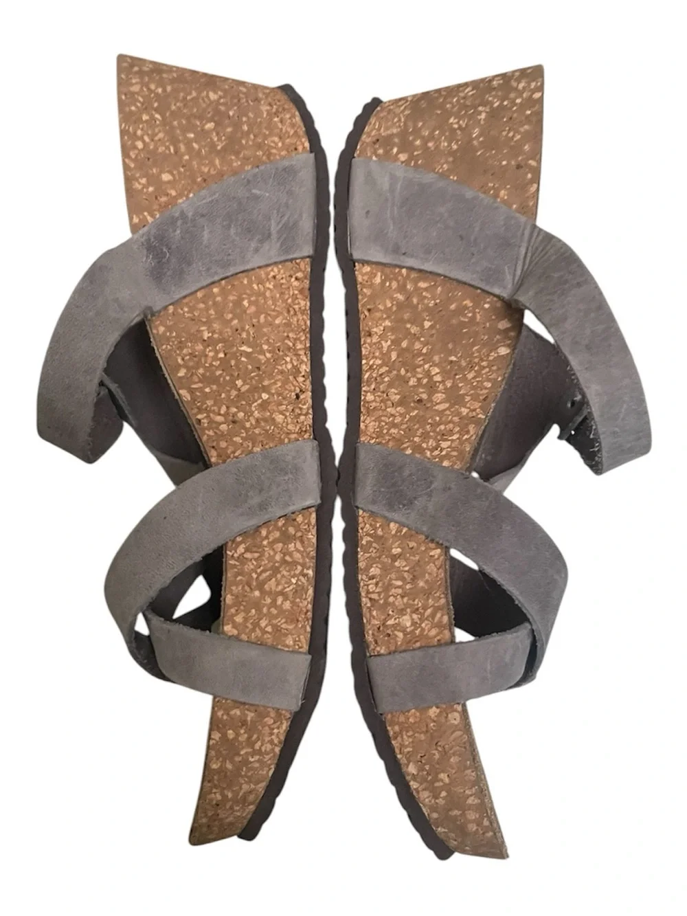 Bio-Gold Glass Ceiling Leather Sandal Wedges (Size Not Labeled) Size 9 Gray